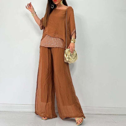 🔥Summer Chiffon Sequins Women's Casual Fashion Leisure Suit