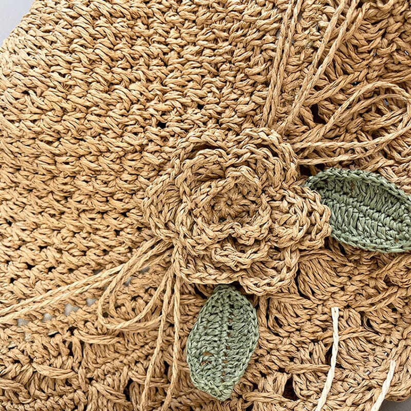 👒Elegant Crochet Straw Hat with Ruffle Detail