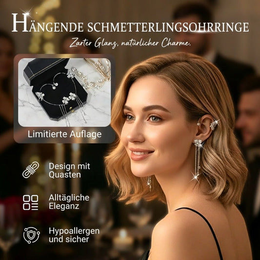 💕Valentine's Day Special – 50% discount💕Simple ear clips with butterfly and flower motifs & tassels – elegant & comfortable, no piercing required 🌸🦋