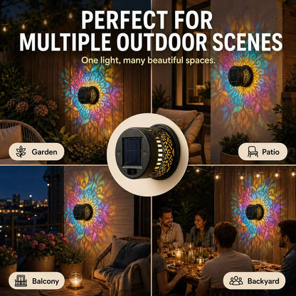 🌞 50% OFF NOW! 🌀💥Solar Mandala Wall Light Outdoor Garden Fence Projector Lamp Patio Ambient Decor