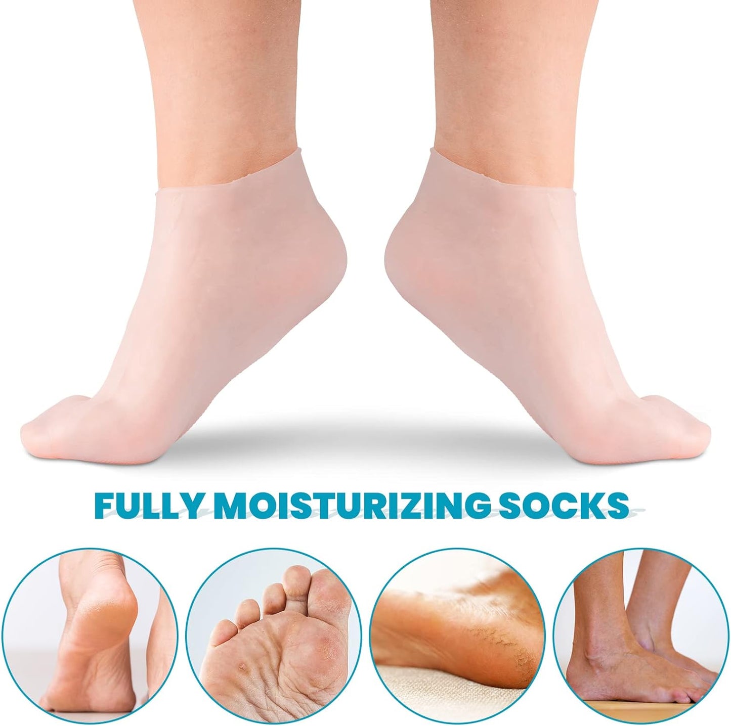 🔥Get 3 items when you buy 1！✨️Enjoy a foot spa anytime anywhere！👣Moisturizing Foot Mask Exfoliating Silicone Socks Beach Protective Socks(3pcs)