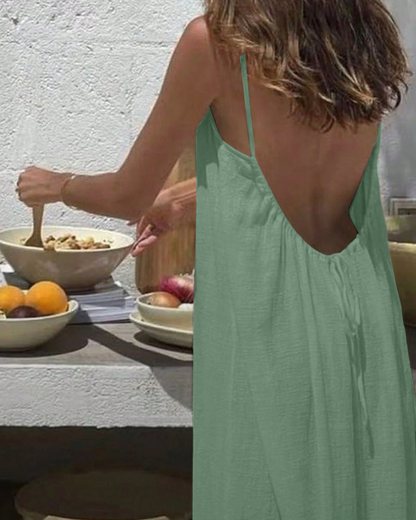 🎁💥LAST DAY SPECIAL PRICE!⚡50K+ SOLD!💃Women's Solid Color Backless Cami Dress