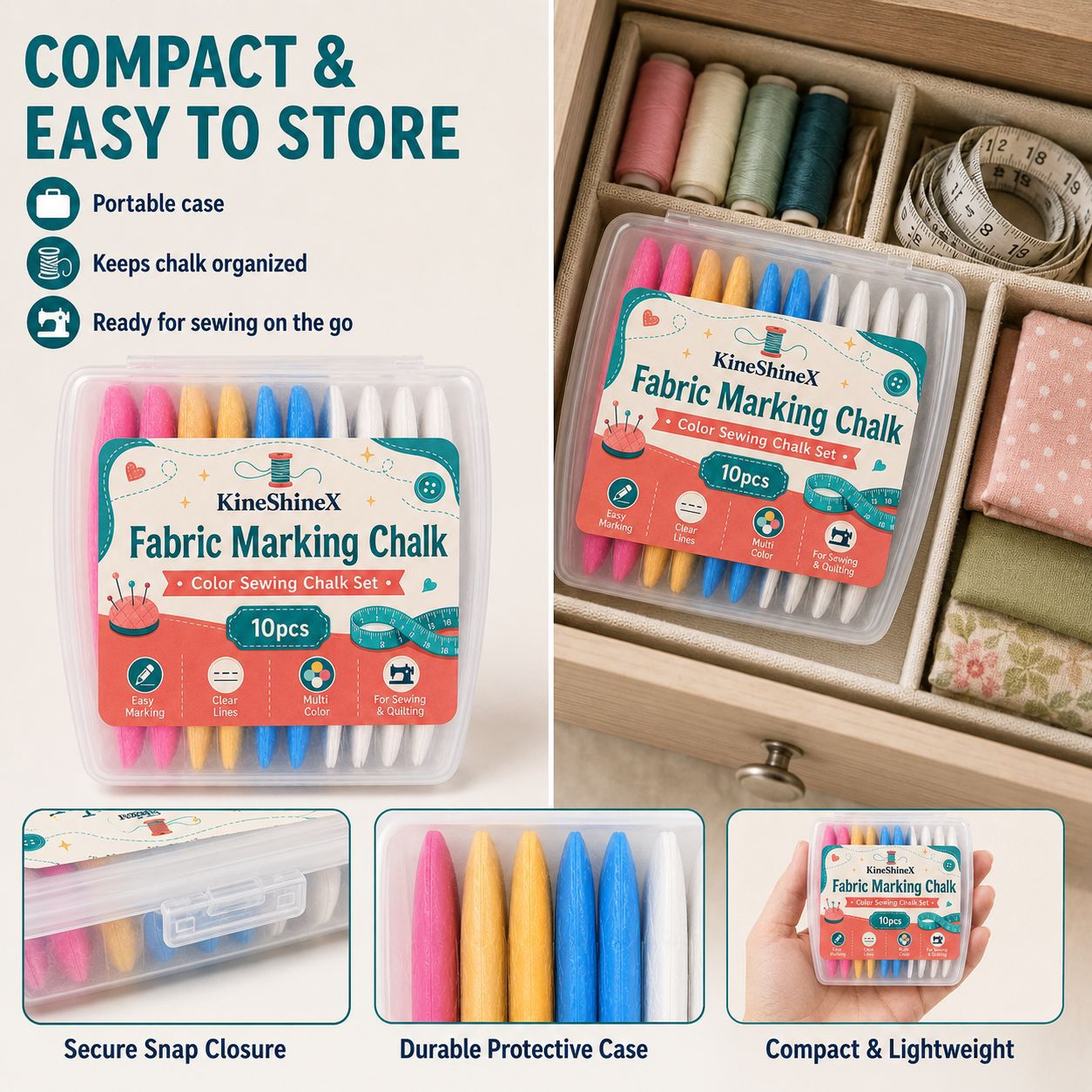 💥2026 Hot Sale✂️ Fabric Marking Chalk Set for Sewing, Quilting & Alterations