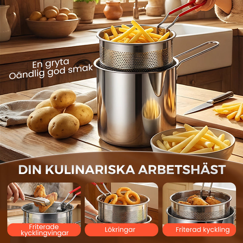 ✨304 Multifunktionell fritös i rostfritt stål✨restaurangkvalitet hemma🍟