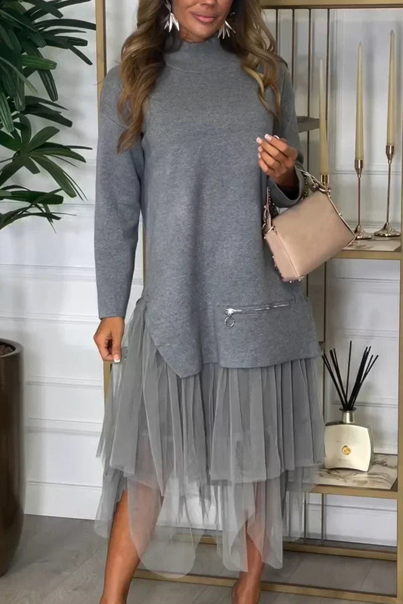 🎉 Women's Long Sleeve Top & Tulle Skirt Two-Piece Set