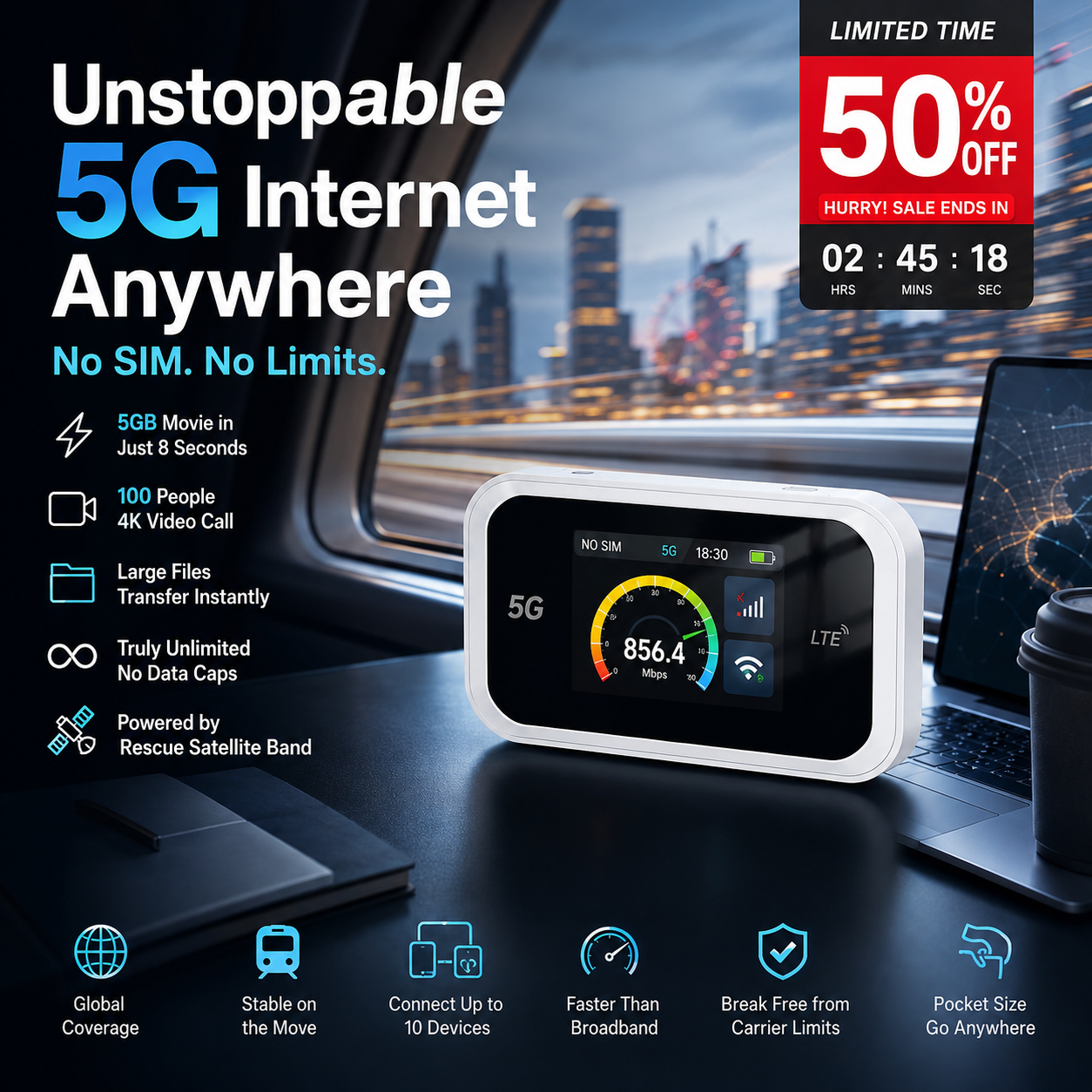 🔥New Hot Selling📶Mobile hotspot with full Wi-Fi coverage