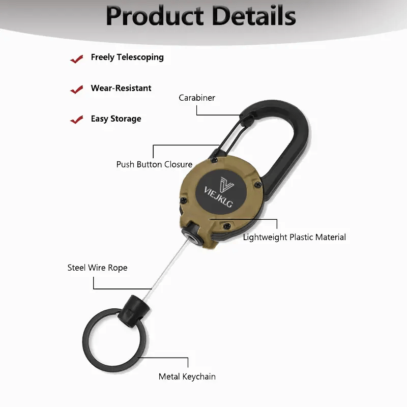 🧭🚴‍♂️🌿 LIMITED-TIME 50% OFF! Retractable Keychain with Carabiner – 65cm Steel Lanyard, ID Badge Reel, Lightweight EDC Gear for Hiking, Travel & Work 🔗🏞️