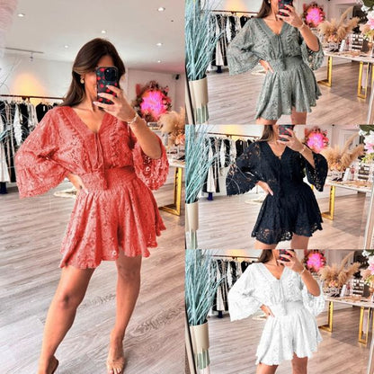 🔥HOT SALE 50% OFF🔥Casual Short V-Neck Lace Suit