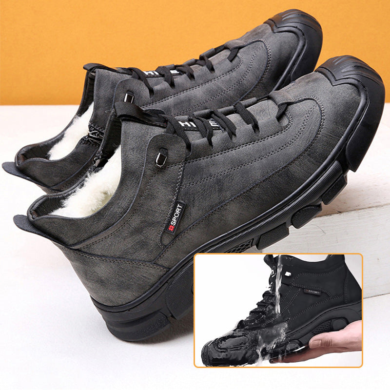 [Winter Gift] Men's Faux Wool Lining Leather Sneaker