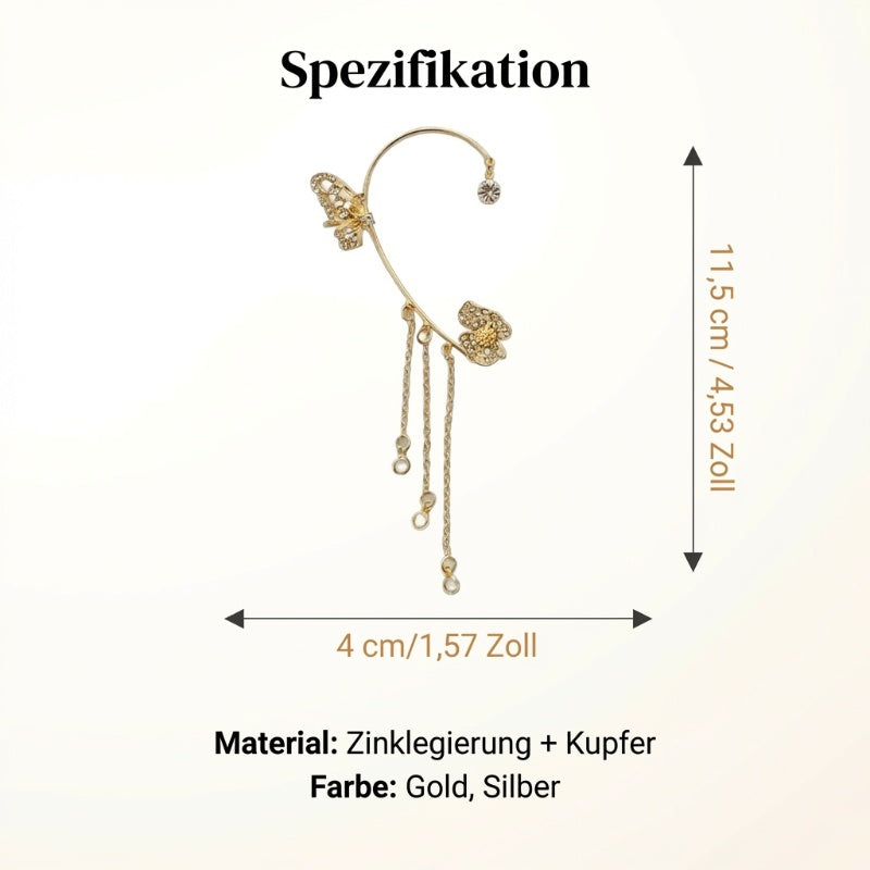 💕Valentine's Day Special – 50% discount💕Simple ear clips with butterfly and flower motifs & tassels – elegant & comfortable, no piercing required 🌸🦋