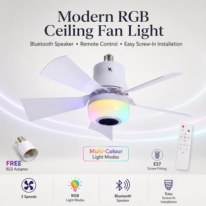 🔥💡 LAST DAY – 50% OFF! BreezGlow™ Smart Ceiling Fan Light – Bluetooth Speaker, 16M RGB Colors, E27 fit – breeze & beats in one. 🎵🌀✨