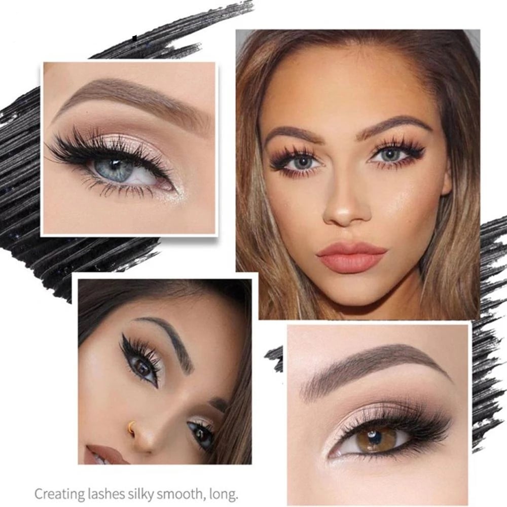 🖤 4D Silk Fiber Waterproof Mascara, Volumizing Lengthening Smudge-Proof Formula, ✨ Vegan Cruelty-Free, Sensitive Eye Safe, All-Day Flawless Lashes. Buy 2 Get 1 Free!