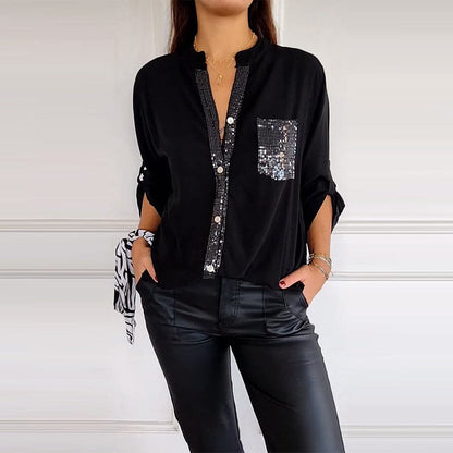 🔥50 % OFF🔥2024 Casual Patchwork Top with Sequins