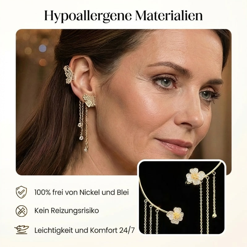 💕Valentine's Day Special – 50% discount💕Simple ear clips with butterfly and flower motifs & tassels – elegant & comfortable, no piercing required 🌸🦋