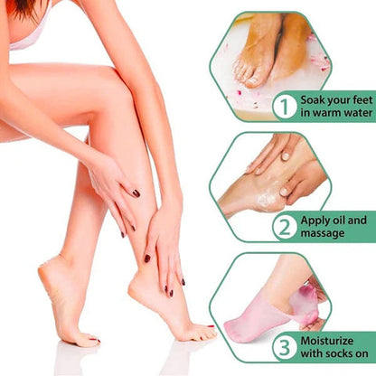 🔥Get 3 items when you buy 1！✨️Enjoy a foot spa anytime anywhere！👣Moisturizing Foot Mask Exfoliating Silicone Socks Beach Protective Socks(3pcs)