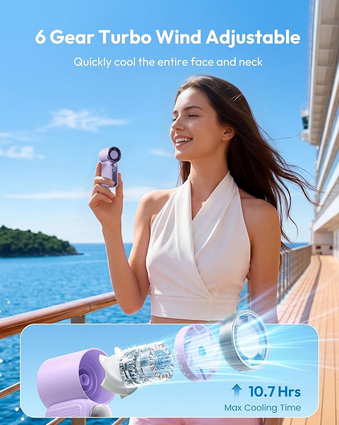 🌬️ LIMITED-TIME 50% OFF! ✨ Turbo Handheld Fan – LED Display, 6 Speeds, 3000mAh 🔋