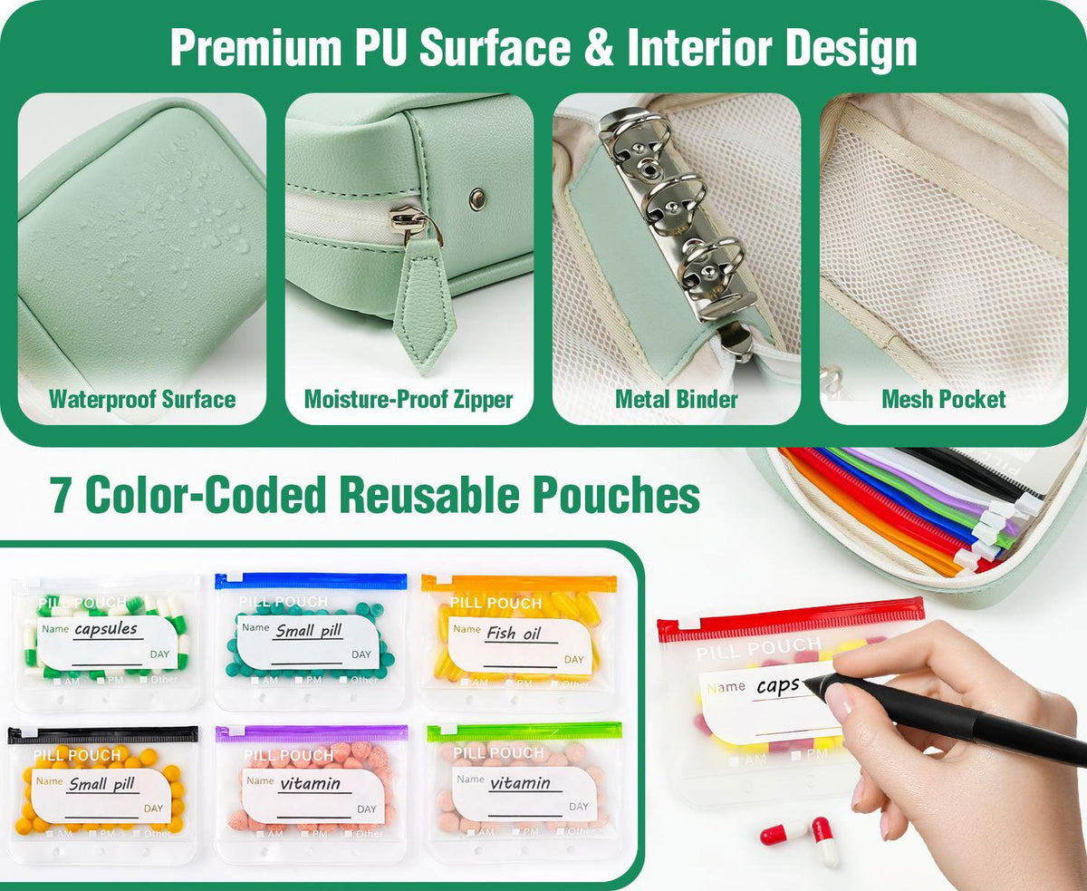 🥳 2026 HOT SALE 50% OFF! 💊 A8 Waterproof Pill Pouch Set – 65K+ SOLD! 14 Color-Coded Pouches, Waterproof & Crush-Proof Shell – Holds 7-14 Days of Meds 🗓️✨
