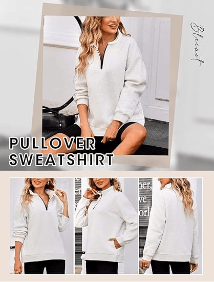 🔥Last Day Promotion 50% OFF🏆Womens Zip-Up Dropped Shoulder Sweatshirt