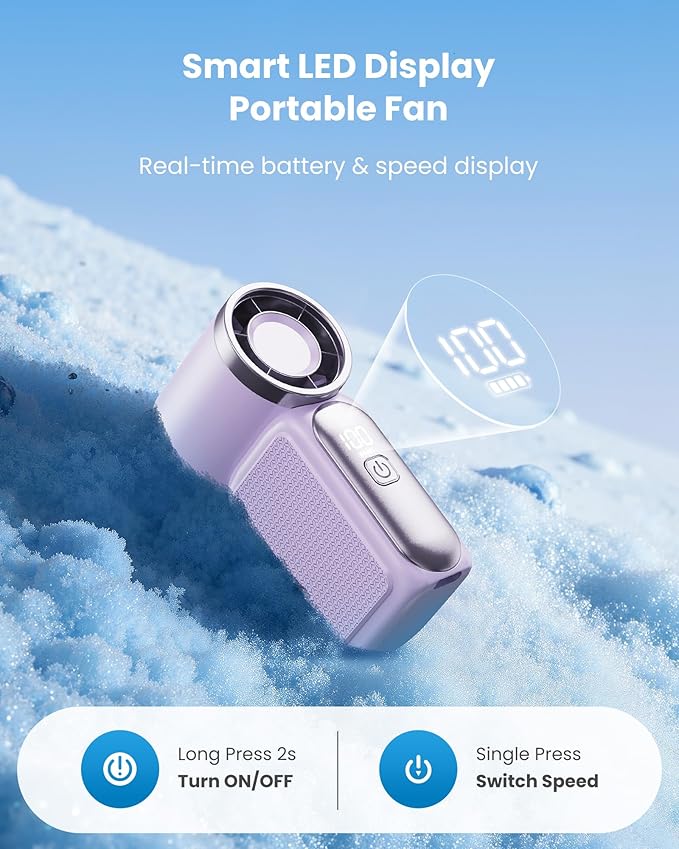 🌬️ LIMITED-TIME 50% OFF! ✨ Turbo Handheld Fan – LED Display, 6 Speeds, 3000mAh 🔋