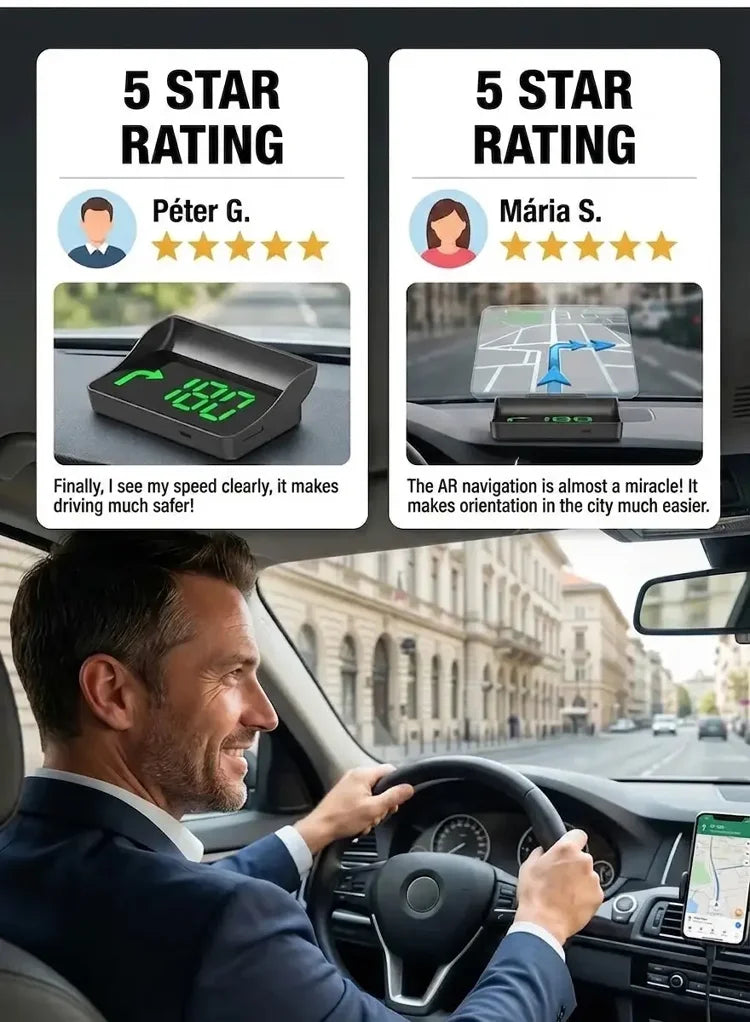 🚗50% OFF NOW! Head-Up Display Car GPS Digital Speedometer – Traffic Light Countdown & Red Light Camera Alert HUD, Universal Driver Safety Warning Device to Avoid Tickets for City Driving