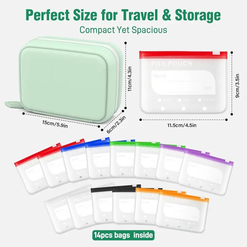 🥳 2026 HOT SALE 50% OFF! 💊 A8 Waterproof Pill Pouch Set – 65K+ SOLD! 14 Color-Coded Pouches, Waterproof & Crush-Proof Shell – Holds 7-14 Days of Meds 🗓️✨