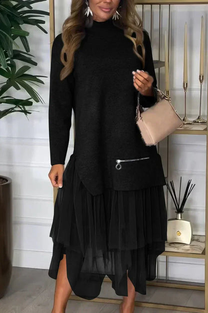 🎉 Women's Long Sleeve Top & Tulle Skirt Two-Piece Set