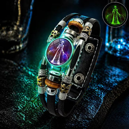 🎉 2026 Sale — Over 21 300 Sold!🔥 Glow‑in‑the‑dark Leather Zodiac Sign Bracelet