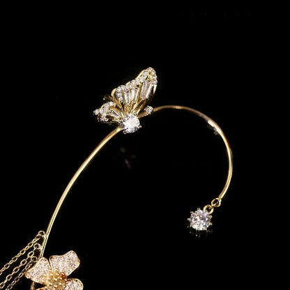 💕Valentine's Day Special – 50% discount💕Simple ear clips with butterfly and flower motifs & tassels – elegant & comfortable, no piercing required 🌸🦋