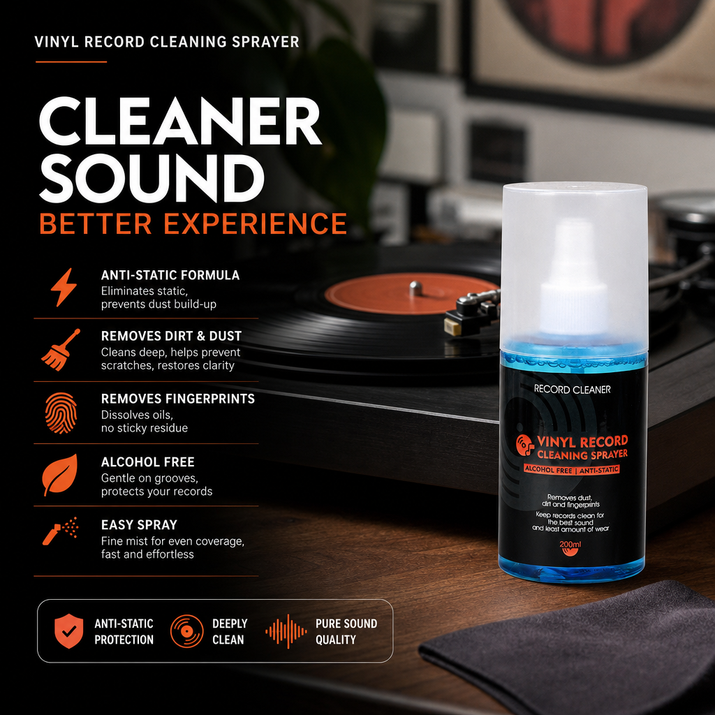 🎵 LIMITED-TIME 50% OFF! 💥 Anti-Static Vinyl Record Cleaning Spray – Dust Removal, Alcohol-Free, Easy Mist ✨