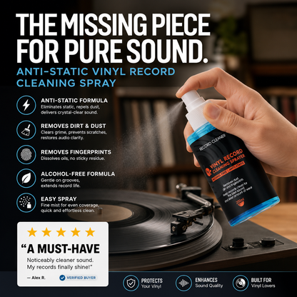 🎵 LIMITED-TIME 50% OFF! 💥 Anti-Static Vinyl Record Cleaning Spray – Dust Removal, Alcohol-Free, Easy Mist ✨