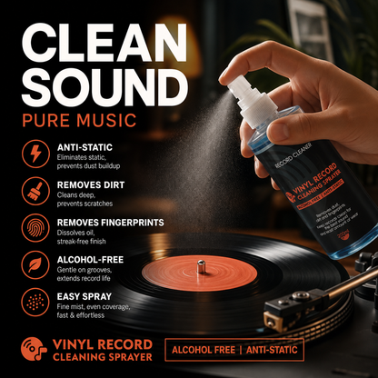 🎵 LIMITED-TIME 50% OFF! 💥 Anti-Static Vinyl Record Cleaning Spray – Dust Removal, Alcohol-Free, Easy Mist ✨