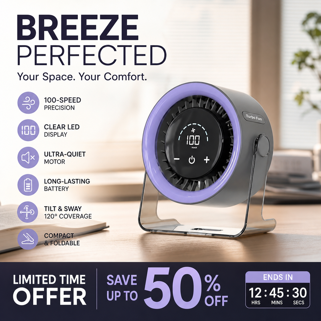 🏆2026 Desk Fan – USB Rechargeable with LED Display 📊 | 100 Speeds, 120° Tilt & Full Oscillation ↔️ | Ultra-Quiet for Bedroom 😴, Office 🖥️ & Camping 🏕️ | Up to 24H Battery ⚡