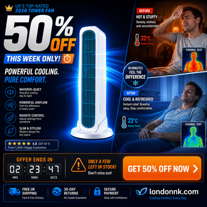 ❄️【Cool the Entire Room in 90 Seconds】Tower Fan—an air conditioner that can be used in both upright and horizontal positions