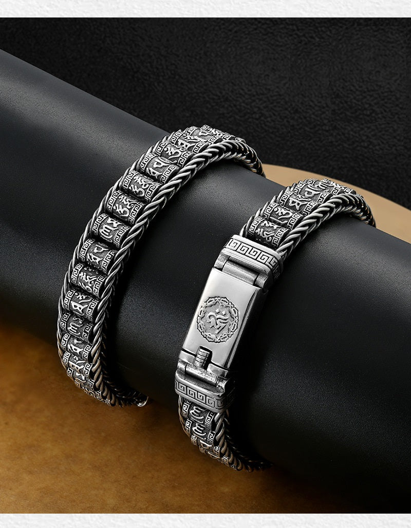💎 50% OFF! 💎 Six Character Truth Prayer Wheel Bracelet – Tibetan-Inspired, 925 Silver Plated & Symbol of Luck