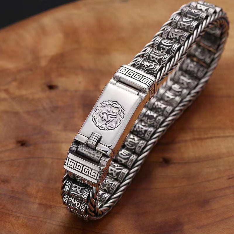 💎 50% OFF! 💎 Six Character Truth Prayer Wheel Bracelet – Tibetan-Inspired, 925 Silver Plated & Symbol of Luck