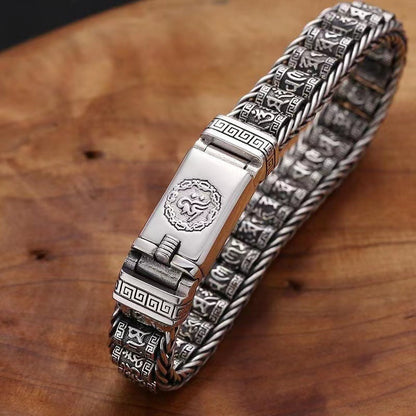 💎 50% OFF! 💎 Six Character Truth Prayer Wheel Bracelet – Tibetan-Inspired, 925 Silver Plated & Symbol of Luck