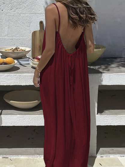 🎁💥LAST DAY SPECIAL PRICE!⚡50K+ SOLD!💃Women's Solid Color Backless Cami Dress