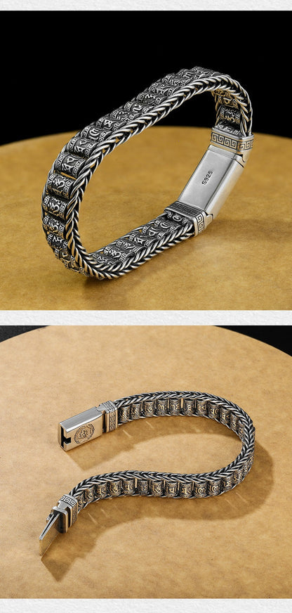 💎 50% OFF! 💎 Six Character Truth Prayer Wheel Bracelet – Tibetan-Inspired, 925 Silver Plated & Symbol of Luck