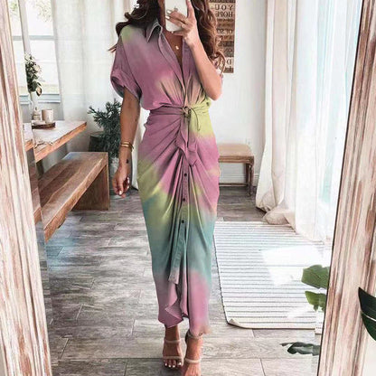 🔥Women Satin Button Shirt Dress