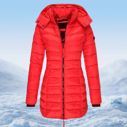 Winter women's mid-length padded jacket warm solid color hooded jacket【FREE SHIPPING】