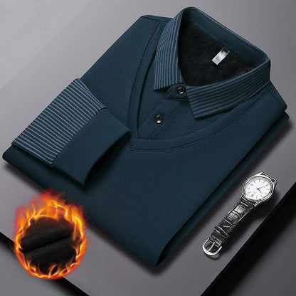 Men's Lapel Faux Two-Piece Knitted Shirt