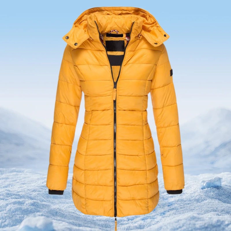 Winter women's mid-length padded jacket warm solid color hooded jacket【FREE SHIPPING】