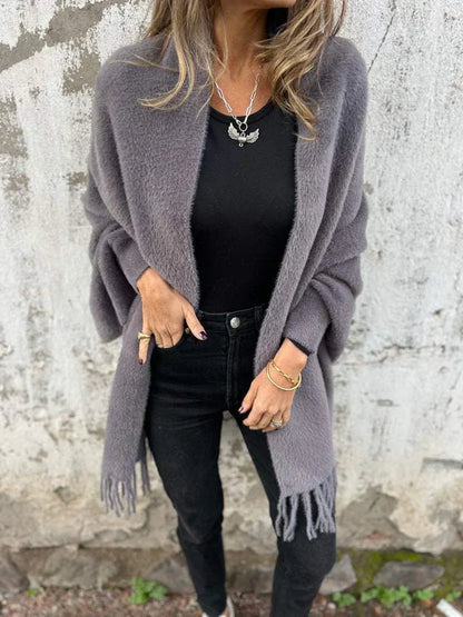 🥰Women's Long Sleeve Casual Tassel Shawl Coat