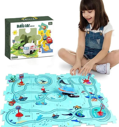 😍49%OFF🎁Best gift for your kids🧩Children's Educational Puzzle Track Car Play Set🧩