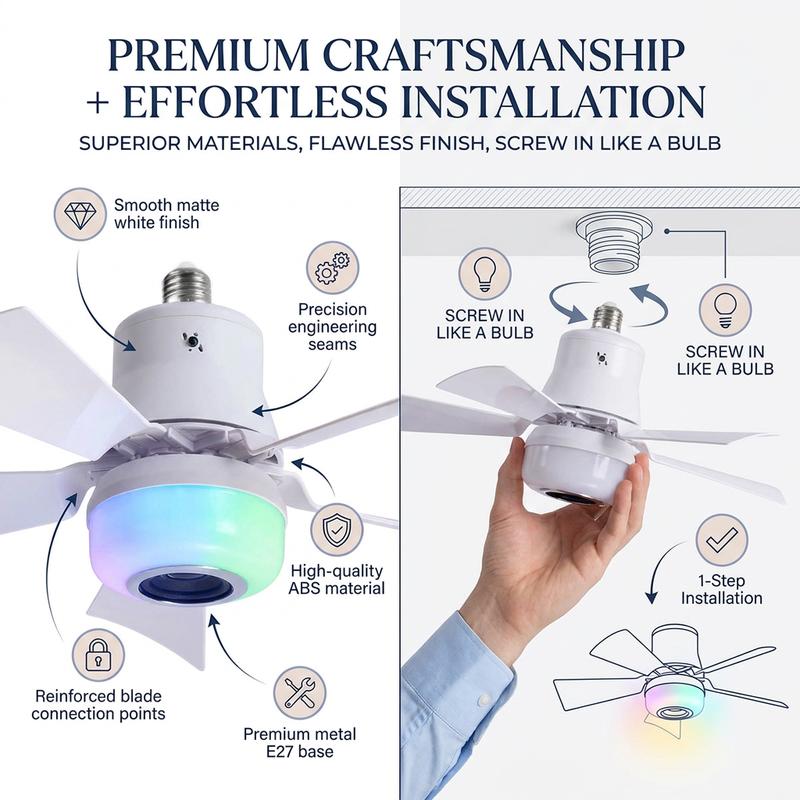🔥💡 LAST DAY – 50% OFF! BreezGlow™ Smart Ceiling Fan Light – Bluetooth Speaker, 16M RGB Colors, E27 fit – breeze & beats in one. 🎵🌀✨