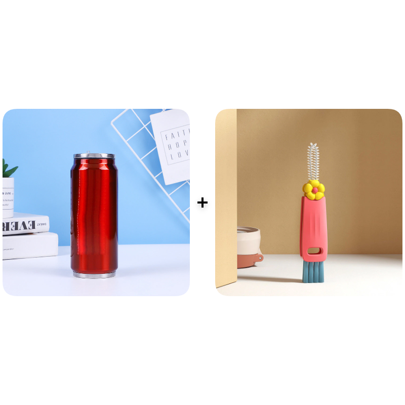 🥤Double-walled, insulated stainless steel cup in the shape of a cola can.
