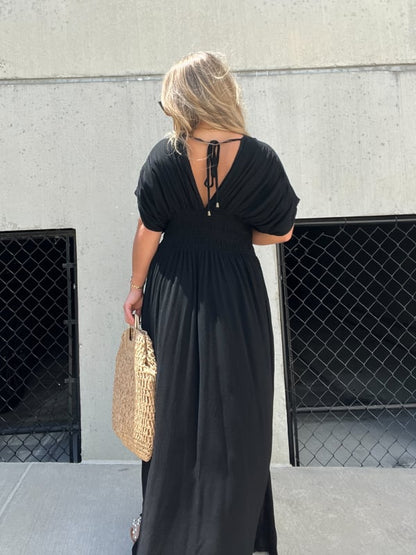 🔥Last Day Sale 49%💗Slit v-neck effortless maxi long dress