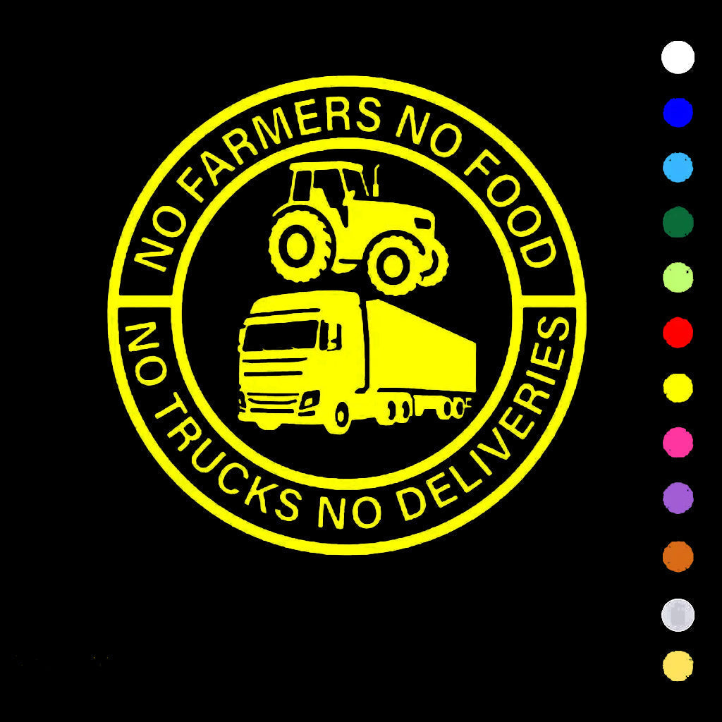 🔥While Supplies Last 50% OFF!🎉 No Farmers No Food No Trucks No Deliveries Vinyl Sticker – 140mm Decal