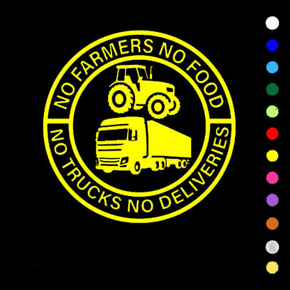 🔥While Supplies Last 50% OFF!🎉 No Farmers No Food No Trucks No Deliveries Vinyl Sticker – 140mm Decal