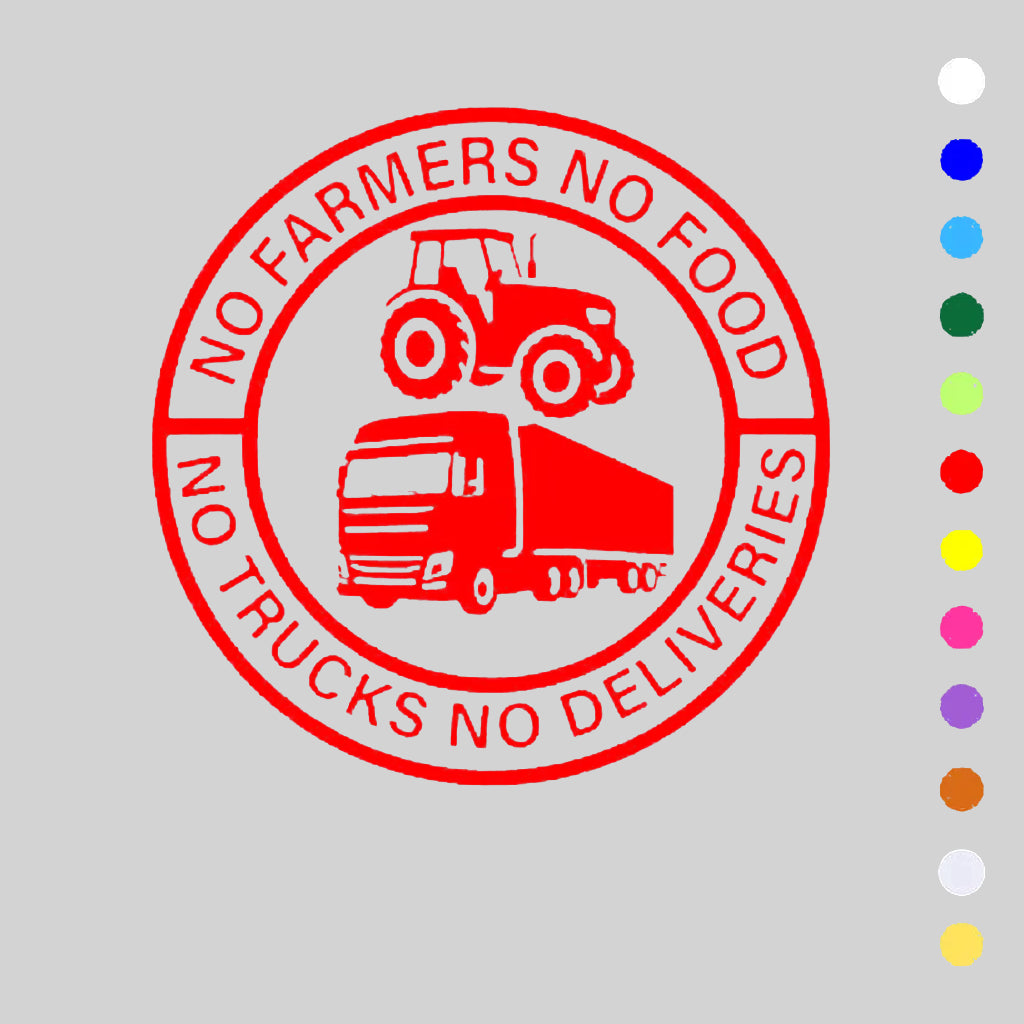 🔥While Supplies Last 50% OFF!🎉 No Farmers No Food No Trucks No Deliveries Vinyl Sticker – 140mm Decal